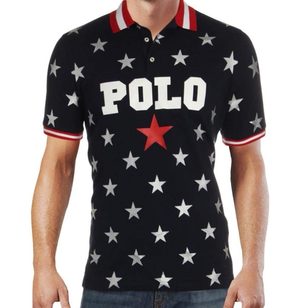 Polo by Ralph Lauren Men's Black Star Pattern Polo